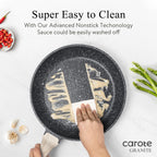 Non Stick Frying Pan Skillet, Omelet Pan, Healthy Non Toxic Granite Chef Pan, Induction Compatible Egg Frying Pan with Heat-Resistant Handle, PFOA-Free,Black, 10"