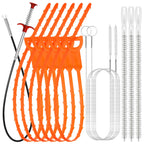Drain Snake 12 Set: 25inch Snake Drain Hair Removal Tool(1PCS), 59inch Cleaning Brush(2PCs), 25inch Drain Clog Remover(6PCS), 18inch Sink Drain Brush(3PCS) For Bath Tub, Toilet, Kitchen Sink, Sewer