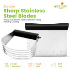 Dough Blender & Pastry Cutter Tool, Stainless Steel Pastry Blender & Bench Scraper for Pizza, Nut, Pie - Multipurpose Dough Cutter & Scraper Tool for Baking with Soft Grip Handles - Black
