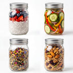 Glass Regular Mouth Mason Jars, 16 oz Clear Glass Jars with Silver Metal Lids for Sealing, Canning Jars for Food Storage, Overnight Oats, Dry Food, Snacks, Candies, DIY Projects (4PACK)