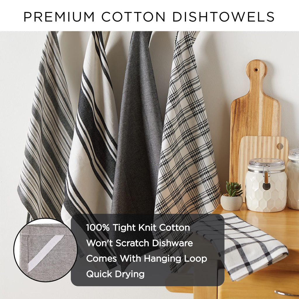Assorted Woven Kitchen Set, Dishtowel, 18x28, Dishcloth, 13x13, Eggplant, 5 Piece