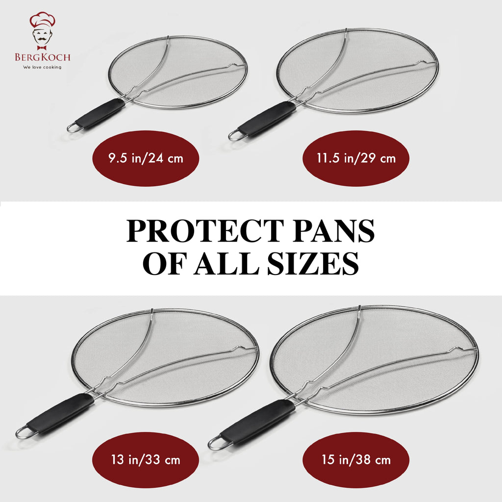 Splatter Screen for Frying Pan - 13 Inch Stainless Steel Grease Splatter Guard - Cover Oil Splash when Sizzling Bacon, Cooking Fried Chicken or Popcorn