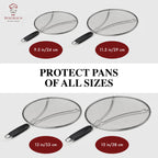 Splatter Screen for Frying Pan - 13 Inch Stainless Steel Grease Splatter Guard - Cover Oil Splash when Sizzling Bacon, Cooking Fried Chicken or Popcorn
