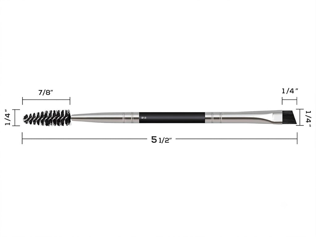 Pro Series Double Ended Eyebrow Brush & Spoolie - Angled Brow Brush for Precision Application & Blending of Eye Brow Powders, Waxes & Gels - Vegan & Cruelty Free
