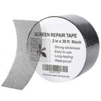 Black Window Screen Repair Tape, 2 in X 30 FT (360IN) Screen Repair Kit for Windows or Doors, Strong Adhesive Fiberglass Mesh Patch Tape